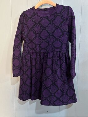 Mini Rodini Purple Snake-Print Long Sleeve Dress